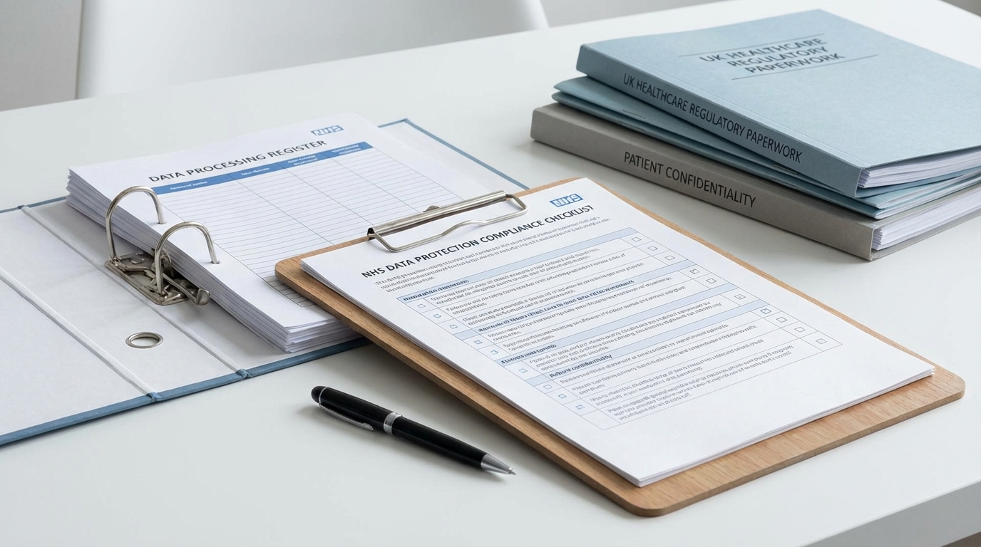 Healthcare data protection compliance documents and ICO enforcement checklist for UK care homes